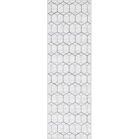 Rug Unique Loom Matrix Trellis Ivory Runner 3' 0 x 10' 0