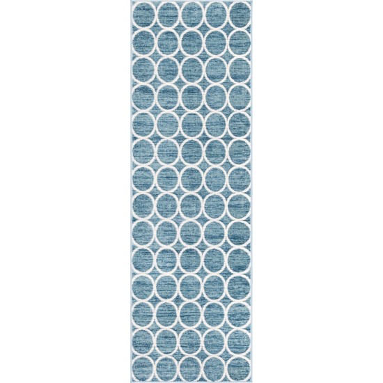 Rug Unique Loom Matrix Trellis Blue Runner 3' 0 x 10' 0