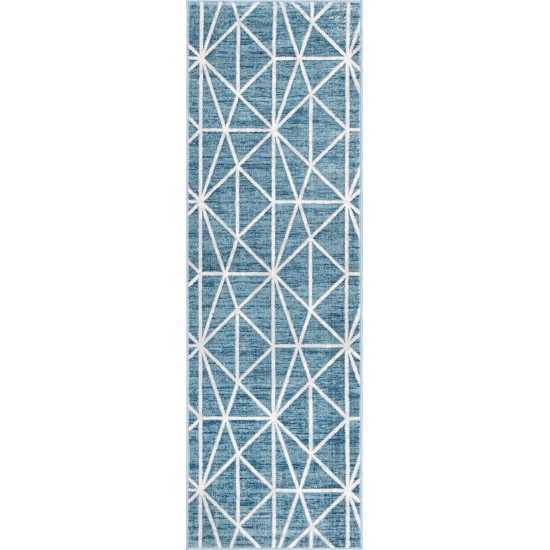 Rug Unique Loom Matrix Trellis Blue Runner 3' 0 x 10' 0