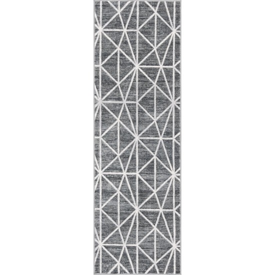 Rug Unique Loom Matrix Trellis Dark Gray Runner 3' 0 x 10' 0