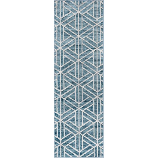 Rug Unique Loom Matrix Trellis Blue Runner 3' 0 x 10' 0