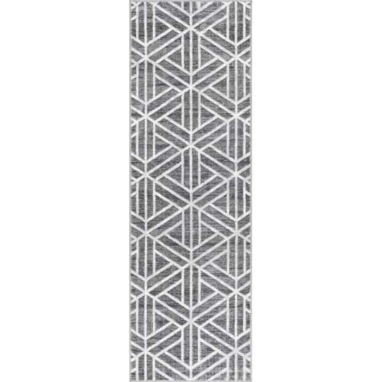 Rug Unique Loom Matrix Trellis Dark Gray Runner 3' 0 x 10' 0