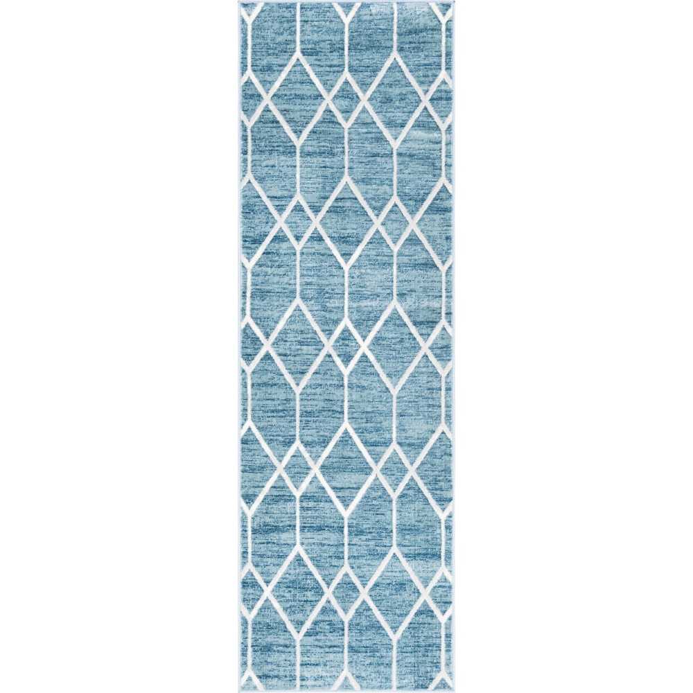 Rug Unique Loom Matrix Trellis Blue Runner 3' 0 x 10' 0