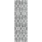 Rug Unique Loom Matrix Trellis Dark Gray Runner 3' 0 x 10' 0