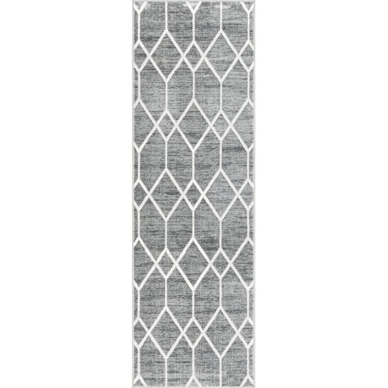 Rug Unique Loom Matrix Trellis Dark Gray Runner 3' 0 x 10' 0