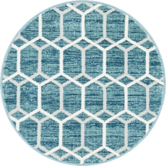 Rug Unique Loom Matrix Trellis Blue Round 3' 3 x 3' 3