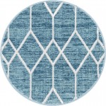 Rug Unique Loom Matrix Trellis Blue Round 3' 3 x 3' 3