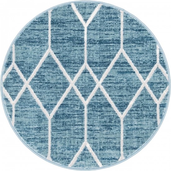 Rug Unique Loom Matrix Trellis Blue Round 3' 3 x 3' 3