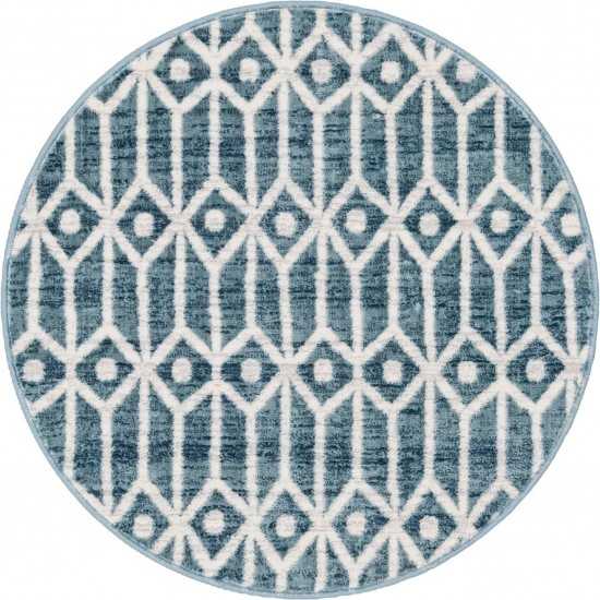 Rug Unique Loom Matrix Trellis Blue Round 3' 3 x 3' 3