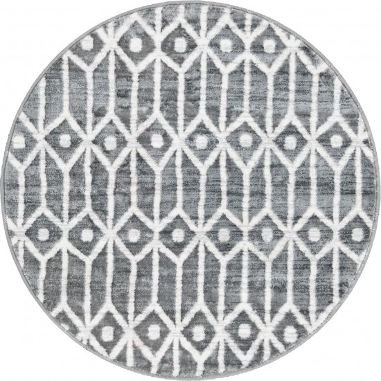 Rug Unique Loom Matrix Trellis Gray Round 3' 3 x 3' 3