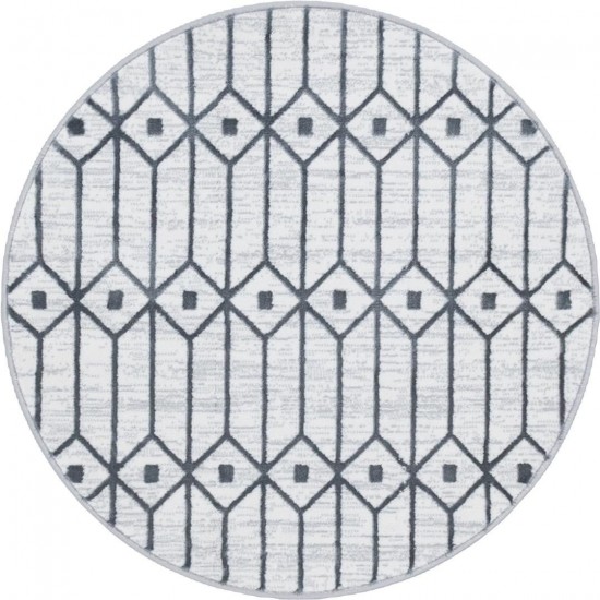 Rug Unique Loom Matrix Trellis Ivory/Gray Round 3' 3 x 3' 3