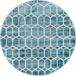 Rug Unique Loom Matrix Trellis Blue Round 5' 0 x 5' 0