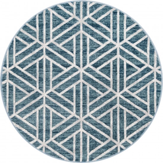 Rug Unique Loom Matrix Trellis Blue Round 5' 0 x 5' 0