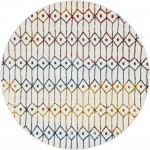 Rug Unique Loom Matrix Trellis Ivory/Blue Round 5' 0 x 5' 0