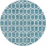 Rug Unique Loom Matrix Trellis Blue Round 8' 0 x 8' 0