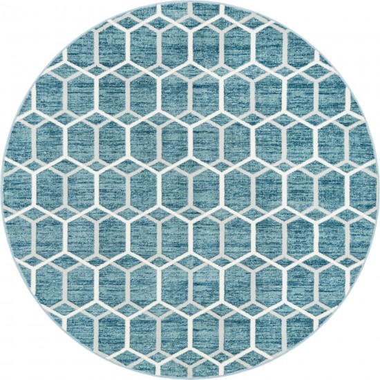 Rug Unique Loom Matrix Trellis Blue Round 8' 0 x 8' 0