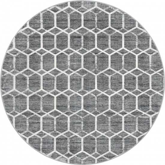 Rug Unique Loom Matrix Trellis Gray Round 8' 0 x 8' 0