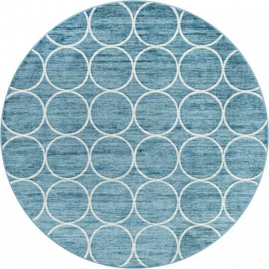 Rug Unique Loom Matrix Trellis Blue Round 8' 0 x 8' 0