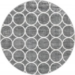 Rug Unique Loom Matrix Trellis Dark Gray Round 8' 0 x 8' 0