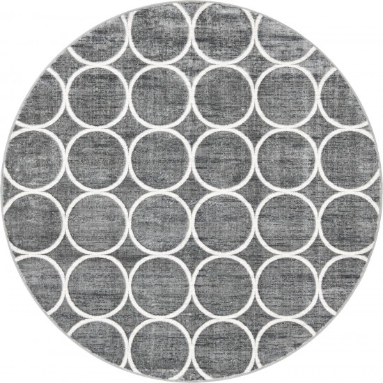 Rug Unique Loom Matrix Trellis Dark Gray Round 8' 0 x 8' 0