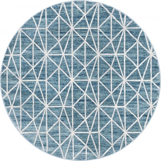 Rug Unique Loom Matrix Trellis Blue Round 8' 0 x 8' 0