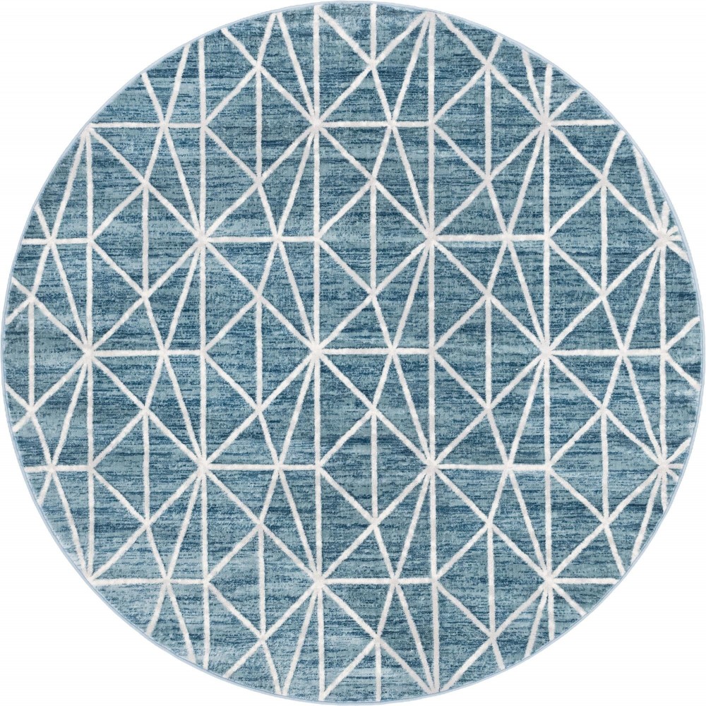 Rug Unique Loom Matrix Trellis Blue Round 8' 0 x 8' 0