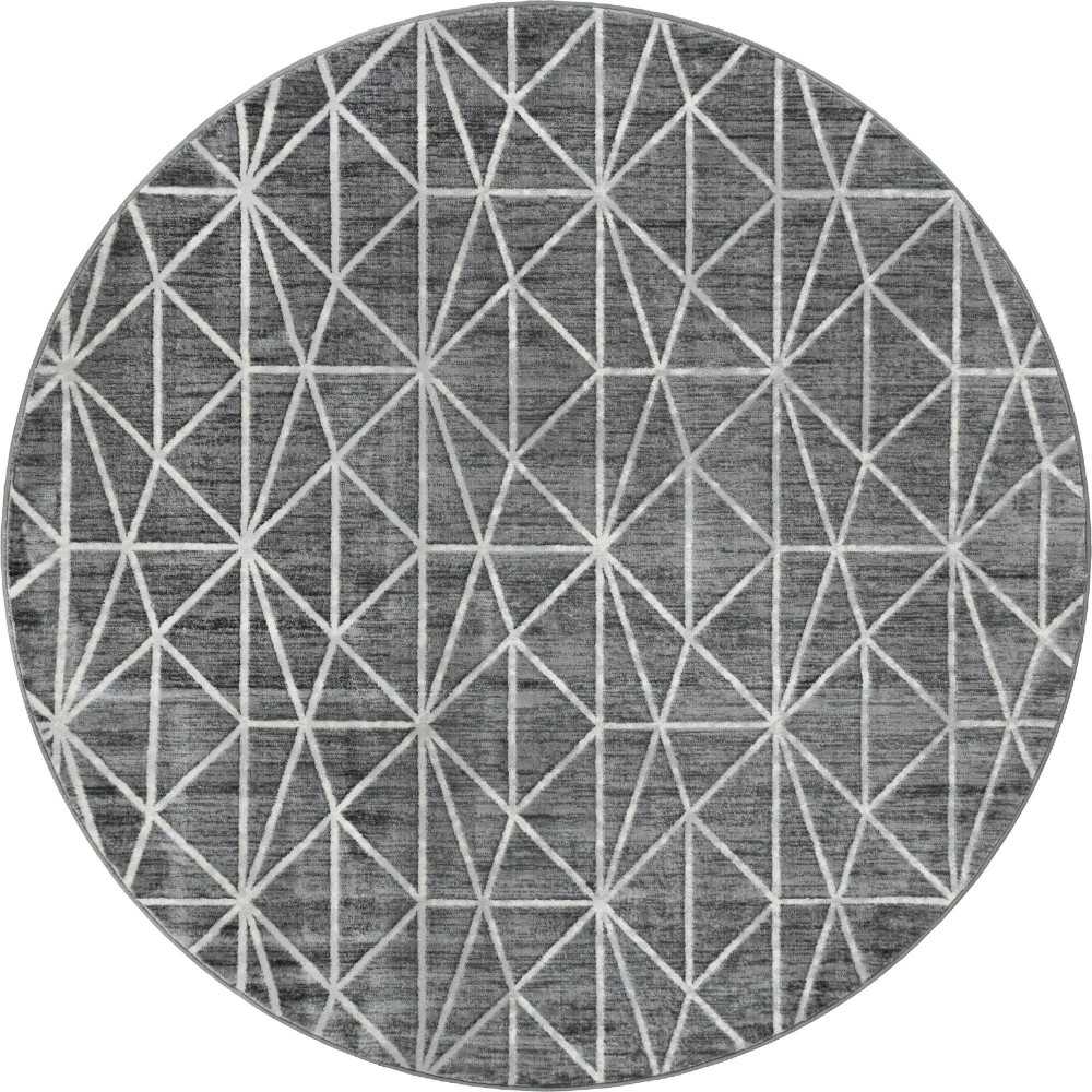 Rug Unique Loom Matrix Trellis Dark Gray Round 8' 0 x 8' 0