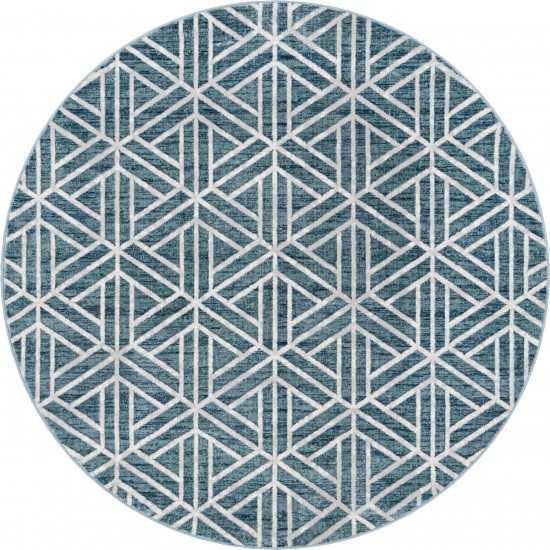 Rug Unique Loom Matrix Trellis Blue Round 8' 0 x 8' 0