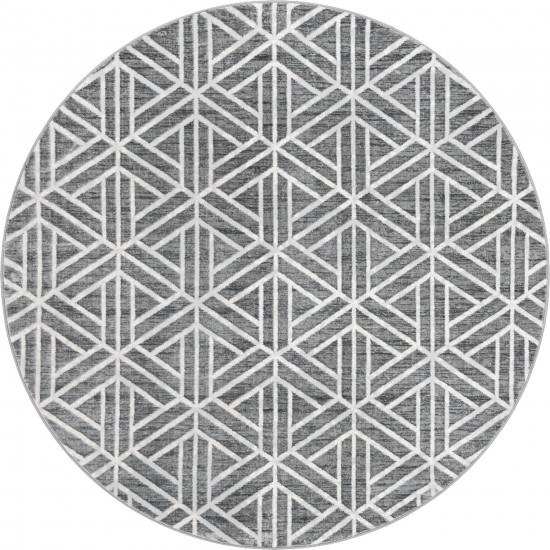 Rug Unique Loom Matrix Trellis Dark Gray Round 8' 0 x 8' 0