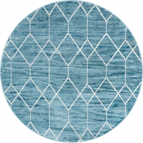 Rug Unique Loom Matrix Trellis Blue Round 8' 0 x 8' 0