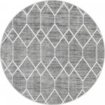 Rug Unique Loom Matrix Trellis Dark Gray Round 8' 0 x 8' 0