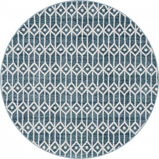 Rug Unique Loom Matrix Trellis Blue Round 8' 0 x 8' 0