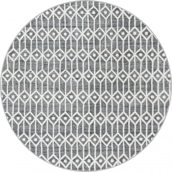 Rug Unique Loom Matrix Trellis Gray Round 8' 0 x 8' 0