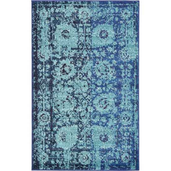 Rug Unique Loom Medici Turquoise Rectangular 3' 3 x 5' 3