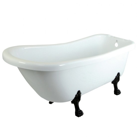 Aqua Eden 67-Inch Acrylic Single Slipper Clawfoot Tub with 7-Inch Faucet Drillings, White/Oil Rubbed Bronze