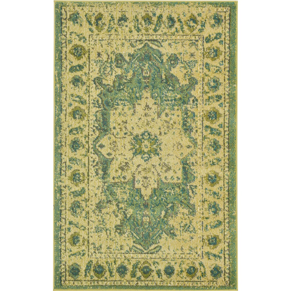 Rug Unique Loom Medici Green Rectangular 3' 3 x 5' 3