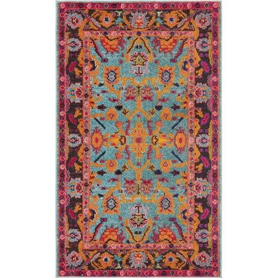 Rug Unique Loom Medici Turquoise Rectangular 3' 3 x 5' 3