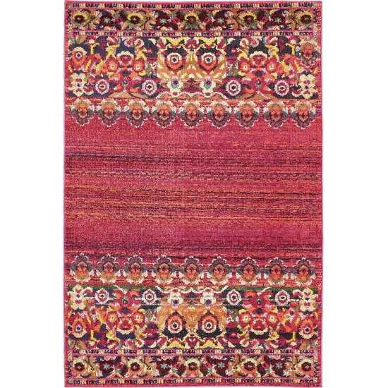 Rug Unique Loom Medici Fuchsia Rectangular 4' 0 x 6' 0