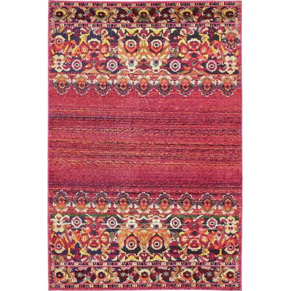 Rug Unique Loom Medici Fuchsia Rectangular 4' 0 x 6' 0 Rug Unique Loom Medici Fuchsia Rectangular 4' 0 x 6' 0