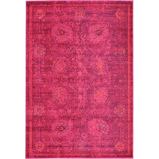 Rug Unique Loom Medici Fuchsia Rectangular 4' 0 x 6' 0