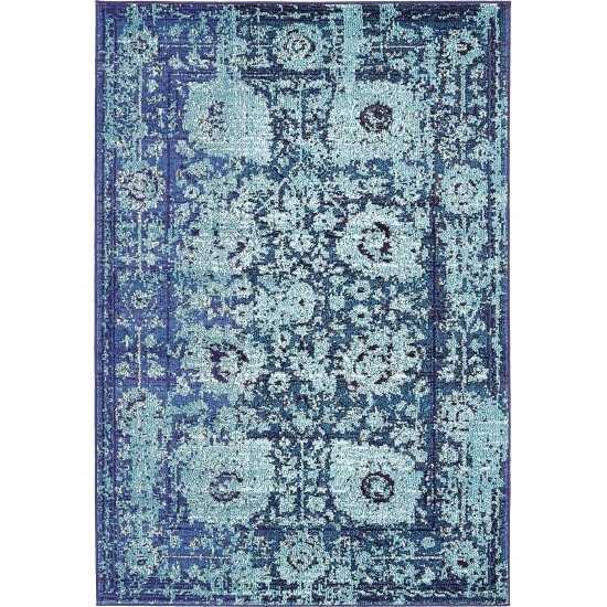 Rug Unique Loom Medici Turquoise Rectangular 4' 0 x 6' 0