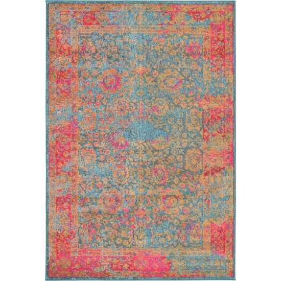 Rug Unique Loom Medici Blue Rectangular 4' 0 x 6' 0