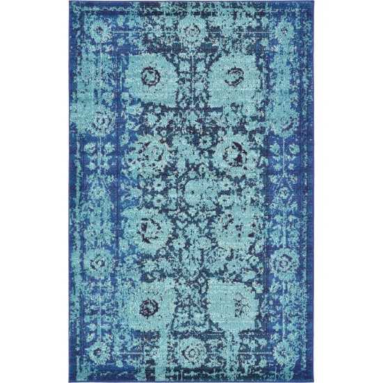 Rug Unique Loom Medici Turquoise Rectangular 5' 0 x 8' 0