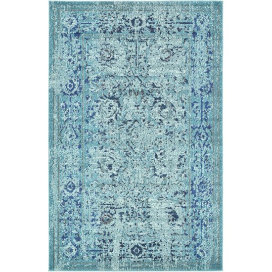 Rug Unique Loom Medici Light Blue Rectangular 5' 0 x 8' 0