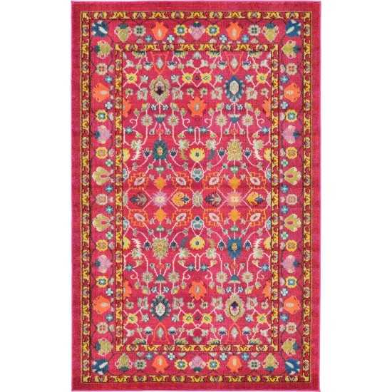 Rug Unique Loom Medici Fuchsia Rectangular 5' 0 x 8' 0