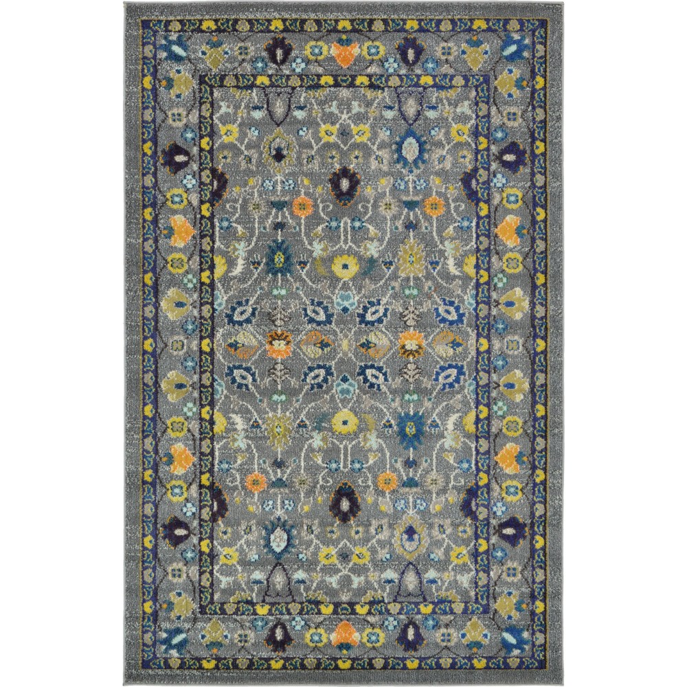 Rug Unique Loom Medici Gray Rectangular 5' 0 x 8' 0