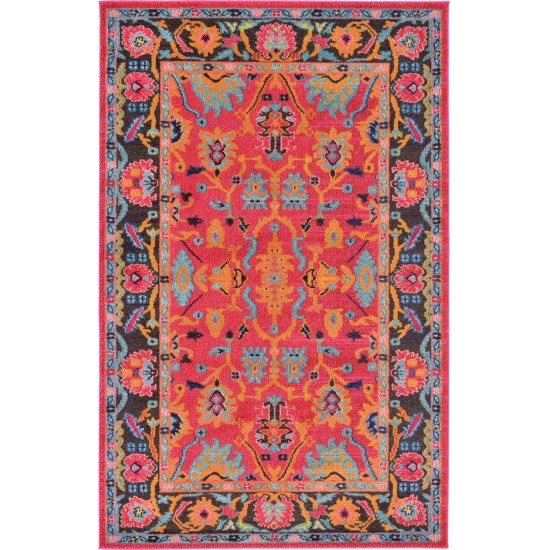 Rug Unique Loom Medici Fuchsia Rectangular 5' 0 x 8' 0