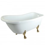 Aqua Eden 67-Inch Acrylic Single Slipper Clawfoot Tub with 7-Inch Faucet Drillings, White/Polished Brass