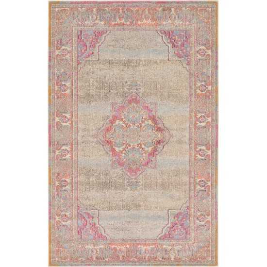 Rug Unique Loom Medici Beige Rectangular 5' 0 x 8' 0