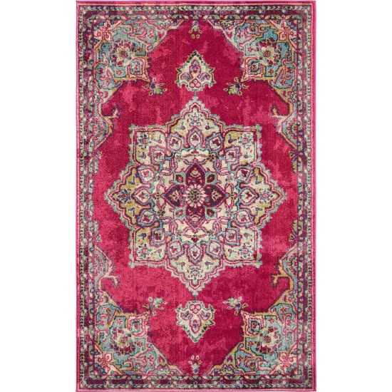 Rug Unique Loom Medici Fuchsia Rectangular 5' 0 x 8' 0